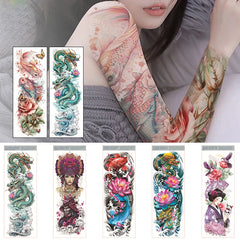 Large Arm Sleeve Colorful Tattoo Stickers Dragon Flower Waterproof Temporary Tatoo Sticker Men Fake Tatto Body Art Festival 2023