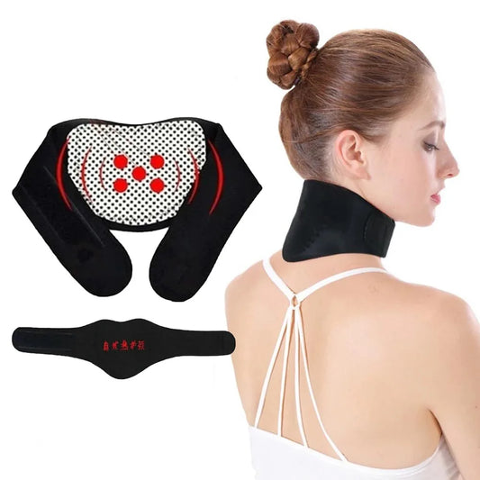 Self-heating Tourmaline Neck Magnetic Therapy Support Belt Black Protect Band Neck Support Massage Health Care