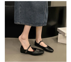 Mary Jane Single shoes Thick Heel Shoes Elegant Classic Retro Square Toe Comfortable Soft Shallow Cut Low Heel Women's Shoes