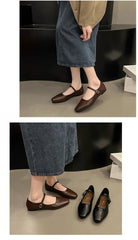 Mary Jane Single shoes Thick Heel Shoes Elegant Classic Retro Square Toe Comfortable Soft Shallow Cut Low Heel Women's Shoes