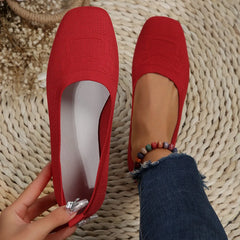 Autumn 2023 New Outwear Solid Color Oversized Shallow Cut Shoes Women's Knitted Comfort Flat Shoes Women Zapatos De Mujer