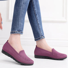 Women Vulcanized Shoes 2024 New Comfortable and Breathable Casual Mesh Soft Sole Knitted Solid Color Women Shoes Size 35-41