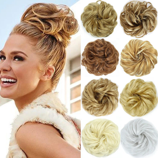 Synthetic Hair Bun Extensions Messy Curly Elastic Hair Scrunchies Hairpiece Synthetic Elegent Curly Chignon Hair for Women