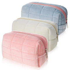 Solid Fur Cosmetic Storage Bag Large Women Zipper Makeup Organizer Handbag Stationery Pencil Case Travel Make Up Toiletry Punch