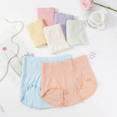 Pregnant Women High Waist Threaded Panties Knitted Cotton Soft Breathable Briefs Solid Color Ruffle Comfort Seamless Underwear