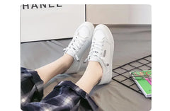 Outdoor Walking Trainers Women Running Shoes Summer Fashion White PU Leather Lace-Up Breathable Jogging Casual Sneakers De Mujer