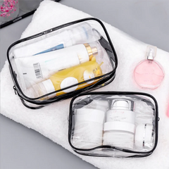 Transparent Black Zipper Makeup Bag Organizer Box Women Men Travel Clear Cosmetic Bag Case Waterproof Toiletry Wash Make Up Bags