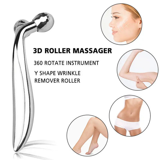 3D Y Shape Facial Roller Massage 360 Rotate Thin Face Body Shaping Relaxation Wrinkle Remover Facial Massager Skincare Tool