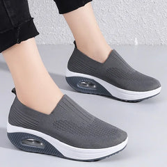 Summer Women Fashion Vulcanized Sneakers Platform Solid Color Flat Ladies Shoes Casual Breathable Wedges Ladies Walking Sneakers