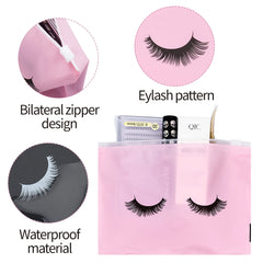 50PCS Eyelash Aftercare Bags Waterproof Lashes Extension Zipper Organizer Plastic Reusable Travel Makeup Tools Pouch Wholesale