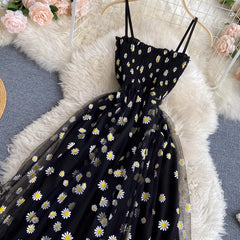 YuooMuoo Women Dress 2024 New Korean Fashion Floral Print Spaghetti Straps Mesh Party Dress Vacation Style Lady Beach Vestidos