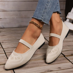 Women Pointed Toe Flat Shoes Solid Color Knitted Slip on Shoes Casual Breathable Ballet Flats Women Flat Shoes Loafers Women